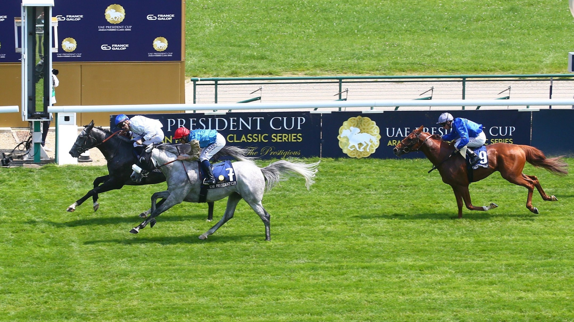 Dimanche 14 Mai 2023;Paris Longchamp;THE PRESIDENT OF THE UAE CUP - COUPE D'EUROPE DES CHEVAUX ARABES - G1 PA;Oisin MURPHY;Christophe SOUMILLON;Mickaël BARZALONA;François ROHAUT;Abdullah Fahad Ah Al-Attiyah;EARL  HARAS DE MANDORE;SCOOPDYGA - DYGA Didier